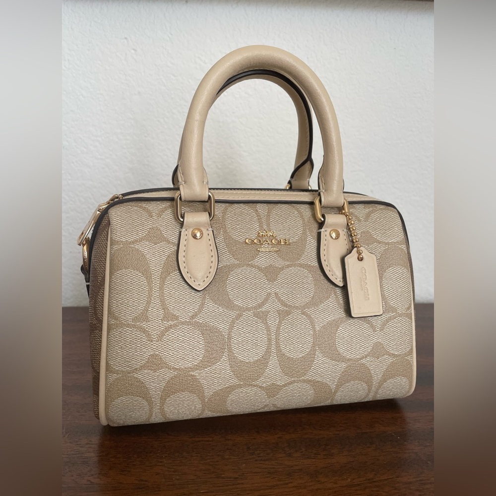 Coach Rowan mini Beige Signature Handbag NEW